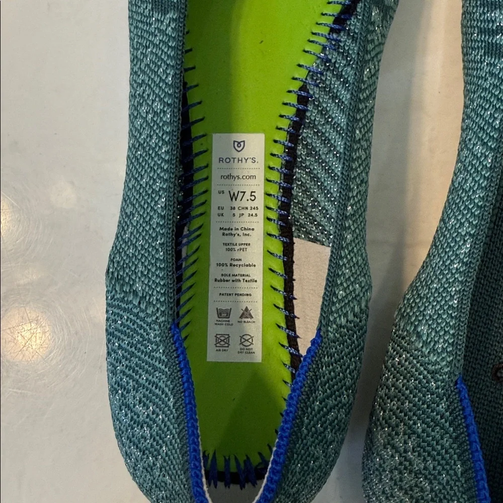 NEW Rothy's Mirage Metallic Square Toe Patterned Flats - Picture 6 of 7